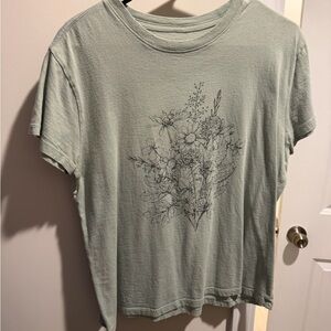 Sage Green Floral Sketch Short-Sleeve Tee